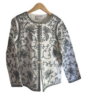 Victor Costa Women's XS 90s/00s Evening Jacket Frog Closures Soutache Embroidery